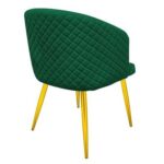 Accent Velvet Dining Chairs With Armrest Upholsterd Seat Back Cushions Golden Metal Legs Kitchen Living Office Guest Room Furniture Green