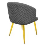 Accent Velvet Dining Chairs With Armrest Upholsterd Seat Back Cushions Golden Metal Legs Kitchen Living Office Guest Room Furniture Dark Grey
