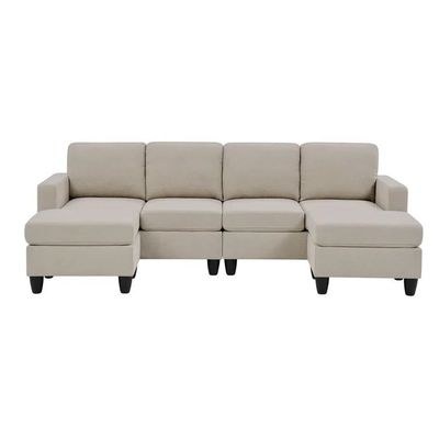 Cozy Nest U Shape Beige Fabric Upholstered Corner Sofa L130 xW255 xH85-1 Year Warranty - Image 2