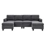 Cozy Nest U Shape Charcoal Grey Fabric Upholstered Corner Sofa L130 xW255 xH85-1 Year Warranty