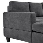 Cozy Nest U Shape Charcoal Grey Fabric Upholstered Corner Sofa L130 xW255 xH85-1 Year Warranty