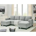 Cozy Nest U Shape Light Grey Fabric Upholstered Corner Sofa L130 xW255 xH85-1 Year Warranty
