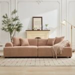 The Lounger Fabric Upholstered Rose Orange 3 Seater Sofa L85 xW240 xH75-1 Year Warranty