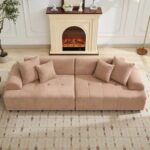 The Lounger Fabric Upholstered Rose Orange 3 Seater Sofa L85 xW240 xH75-1 Year Warranty