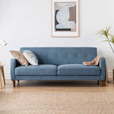 Urban Retreat Fabric Upholstered Blue 2 Seater Sofa L75 xW130 xH75-1 Year Warranty