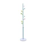 Arfan Freestanding Coat Rack – Metal Clothing Hanger with 8 Multi-Color Hooks | Easy Assembly for Entryway, Bedroom & Hallway | Coat Stand for Hats, Bags, Clothes & Umbrellas (Blue)