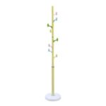 Arfan Freestanding Coat Rack – Metal Clothing Hanger with 8 Multi-Color Hooks | Easy Assembly for Entryway, Bedroom & Hallway | Coat Stand for Hats, Bags, Clothes & Umbrellas (Yellow)