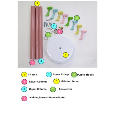 Arfan Freestanding Coat Rack – Metal Clothing Hanger with 8 Multi-Color Hooks | Easy Assembly for Entryway, Bedroom & Hallway | Coat Stand for Hats, Bags, Clothes & Umbrellas (Pink) - Image 4