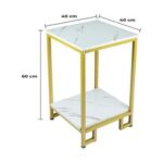 Harmony Home 2-Tier Engineered Wood Coffee Table, 40x40x60 cm, Modern End Table with Storage for Living Room, Bedroom & Office, Multi-Use Tea Table, Bedside Table & Side Table