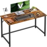 VASAGLE Modern Computer Desk, Industrial Laptop PC Table, Compact Home Office Workstation, Durable Particleboard & Steel Stylish Desk for Study - Rustic Brown and Black