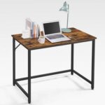 VASAGLE Modern Computer Desk, Industrial Laptop PC Table, Compact Home Office Workstation, Durable Particleboard & Steel Stylish Desk for Study - Rustic Brown and Black