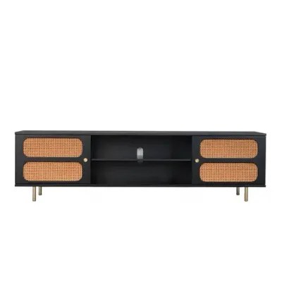 Luna Rattan Tv Unit Black 200cm - Image 2