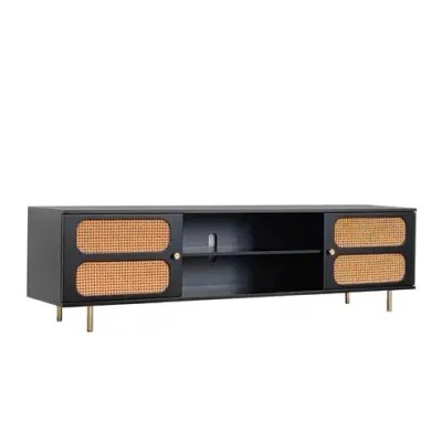 Luna Rattan Tv Unit Black 200cm - Image 4