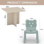 Mahmayi Modern Wooden Child Desk with Plastic Chair, Sturdy and Comfortable Learning Space for Children Smooth Round Edge Safe Ideal for Toddler and Kids - Sand Beige