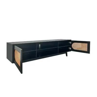 Sura Rattan Tv Unit Black 200cm - Image 3
