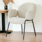 Italian Design Soft Comfort Boucle Dining Chair with Black Legs Modern Stylish Accent Chair for Elegant Living Rooms