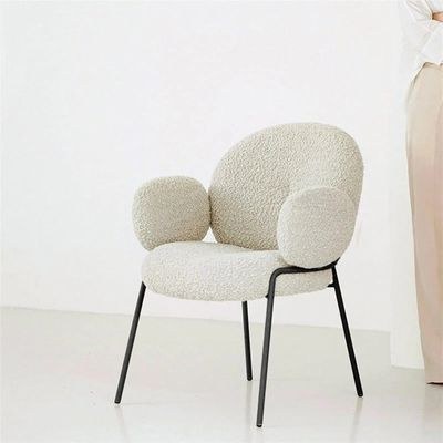 Italian Design Soft Comfort Boucle Dining Chair with Black Legs Modern Stylish Accent Chair for Elegant Living Rooms - Image 2