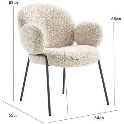 Italian Design Soft Comfort Boucle Dining Chair with Black Legs Modern Stylish Accent Chair for Elegant Living Rooms - Image 3