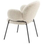 Italian Design Soft Comfort Boucle Dining Chair with Black Legs Modern Stylish Accent Chair for Elegant Living Rooms