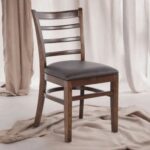 Clumsy Ladder Back Restaurant Cafe Dining Chair Walnut Wood, Armless Comfortable Seating for Kitchen or Dining Room