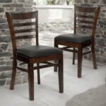 Clumsy Ladder Back Restaurant Cafe Dining Chair Walnut Wood, Armless Comfortable Seating for Kitchen or Dining Room