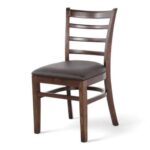 Clumsy Ladder Back Restaurant Cafe Dining Chair Walnut Wood, Armless Comfortable Seating for Kitchen or Dining Room