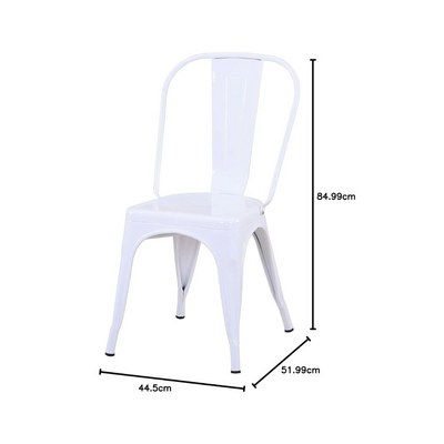 Stackable Metal Outdoor & Indoor Tolix Side Cafe, Restaurant Kitchen Dining Chair ( White, Pack of 1 ) - Image 2