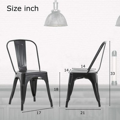 Stackable Metal Outdoor & Indoor Tolix Side Cafe, Restaurant Kitchen Dining Chair ( Black Pack of 1 ) - Image 2