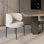Calorix Modern Boucle Dining Chair with Curved Backrest Comfortable Seating for Kitchen, Dining Room