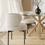 Calorix Modern Boucle Dining Chair with Curved Backrest Comfortable Seating for Kitchen, Dining Room