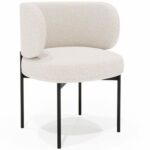 Calorix Modern Boucle Dining Chair with Curved Backrest Comfortable Seating for Kitchen, Dining Room