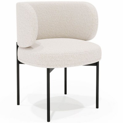 Calorix Modern Boucle Dining Chair with Curved Backrest Comfortable Seating for Kitchen, Dining Room - Image 4
