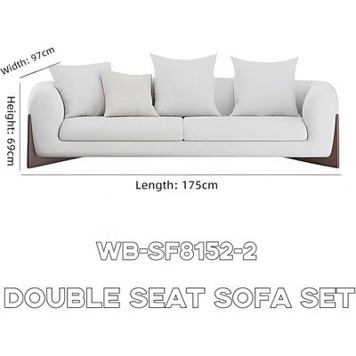 Soft Wool Plush Sofa Set, Walnut Legs, Overall Solid Wood Frame Sofa and High Density Memory Foam Sofa Cushion,Modern Minimalist Cream White Style Living Room Sofa Sets - Image 2