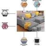 8 Seater Fabric LHS L Shape Sofa Set with 1 Centre Table & 2 Puffy (Left Hand)