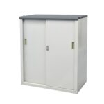 Tactix Metal Storage Cabinet with Adjustable Shelves and Sliding Doors, Steel Locking Storage Cabinet for Home, Office, Garage, Utility Room and Basement, 89W x 47D x 120H cm- 326257B