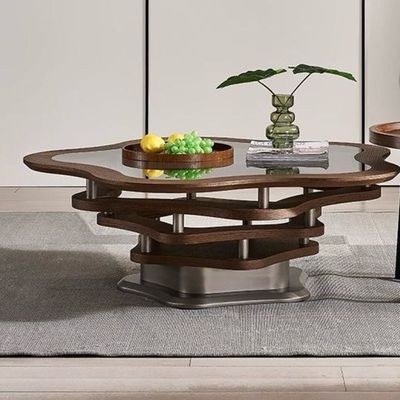 Reflective Glass Top Coffee table 100cm With free Side table - Image 2
