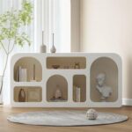 Freestanding Bookcase Rack, Modern Decoration Sideboard Bookshelf - White