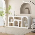 Freestanding Bookcase Rack, Modern Decoration Sideboard Bookshelf - White