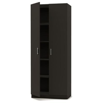 Mahmayi 2 Door Full Height Cabinet with 4 Shelves, Elegant and Modern Storage Solution, Soft Closing Doors Cabinet for Office and Home Use - Black