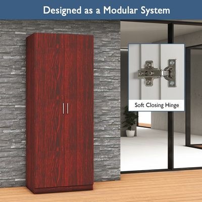 Mahmayi 2 Door Full Height Cabinet with 4 Shelves, Elegant and Modern Storage Solution, Soft Closing Doors Cabinet for Office and Home Use - Dark Walnut - Image 5
