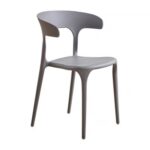Jeffcoco Furniture Modern Mid Century Premium Plastic Chair,Curved Back Dining Chairs For Kitchen Garden Lounge Meeting Room,1pcs Grey