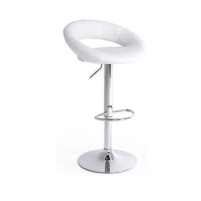 Jeffcoco Furniture Bar Stool PU Leather Adjustable Swivel Bar Chair with Footrest for Kitchen,Bar Counter(White)