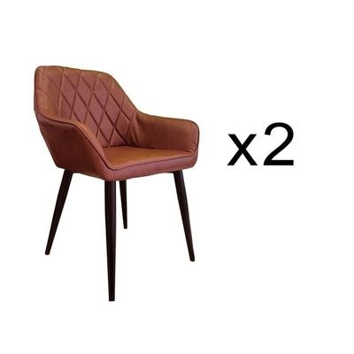 Jeffcoco Dining Chairs Modern Dining Room Kitchen Chairs Faux Leather Upholstered Dining Accent Chairs Cushion Seat Lounge Side Seating with Back Metal Legs for Living Room Kitchen Home Coffee (Set Of 2) - Image 2