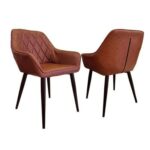 Jeffcoco Dining Chairs Modern Dining Room Kitchen Chairs Faux Leather Upholstered Dining Accent Chairs Cushion Seat Lounge Side Seating with Back Metal Legs for Living Room Kitchen Home Coffee (One Piece)