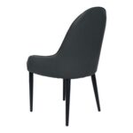 Jeffcoco Furniture,Grey Luxury Dining Chair,Italy Design,Reading Chair,Desk Chair For Relax Indoor,Grey Frame Leather Seat Chair For Home Office Furniture