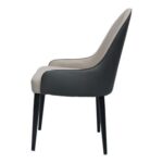 Jeffcoco Furniture,Grey Luxury Dining Chair,Italy Design,Reading Chair,Desk Chair For Relax Indoor,Grey Frame Leather Seat Chair For Home Office Furniture