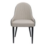 Jeffcoco Furniture,Grey Luxury Dining Chair,Italy Design,Reading Chair,Desk Chair For Relax Indoor,Grey Frame Leather Seat Chair For Home Office Furniture