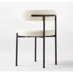Jeffcoco Furniture Luxurious Modern Dining Chairs - Stainless Steel Leg, Lamb Wool Single Lounge Chair for Hotel, Restaurant, and Office - High-End Living Room Seating (White)