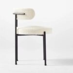 Jeffcoco Furniture Luxurious Modern Dining Chairs - Stainless Steel Leg, Lamb Wool Single Lounge Chair for Hotel, Restaurant, and Office - High-End Living Room Seating (White)