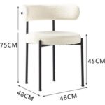 Jeffcoco Furniture Luxurious Modern Dining Chairs - Stainless Steel Leg, Lamb Wool Single Lounge Chair for Hotel, Restaurant, and Office - High-End Living Room Seating (White)